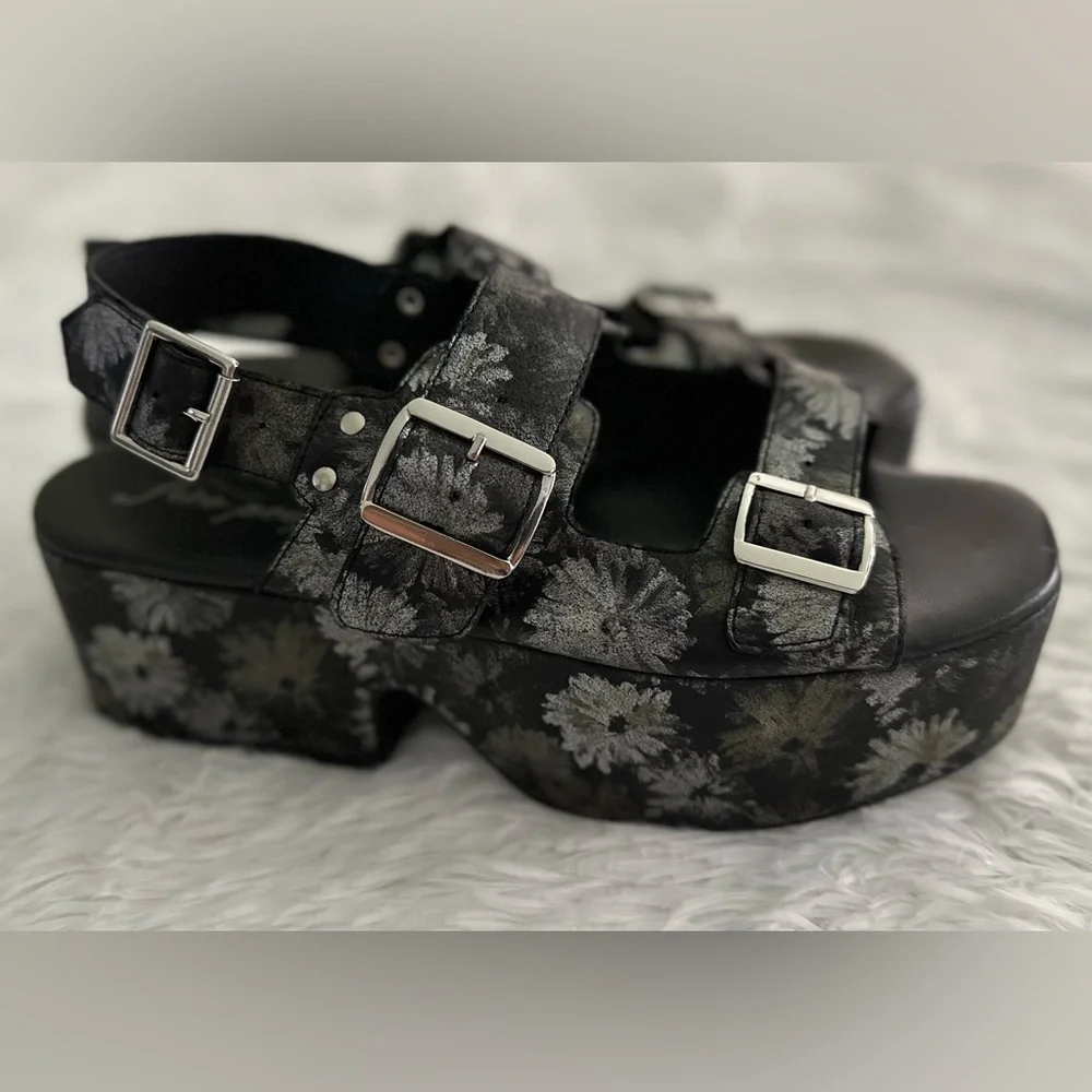 New Free People Follow Your Own Path Platform Sandals Daisy Print sz 40‎